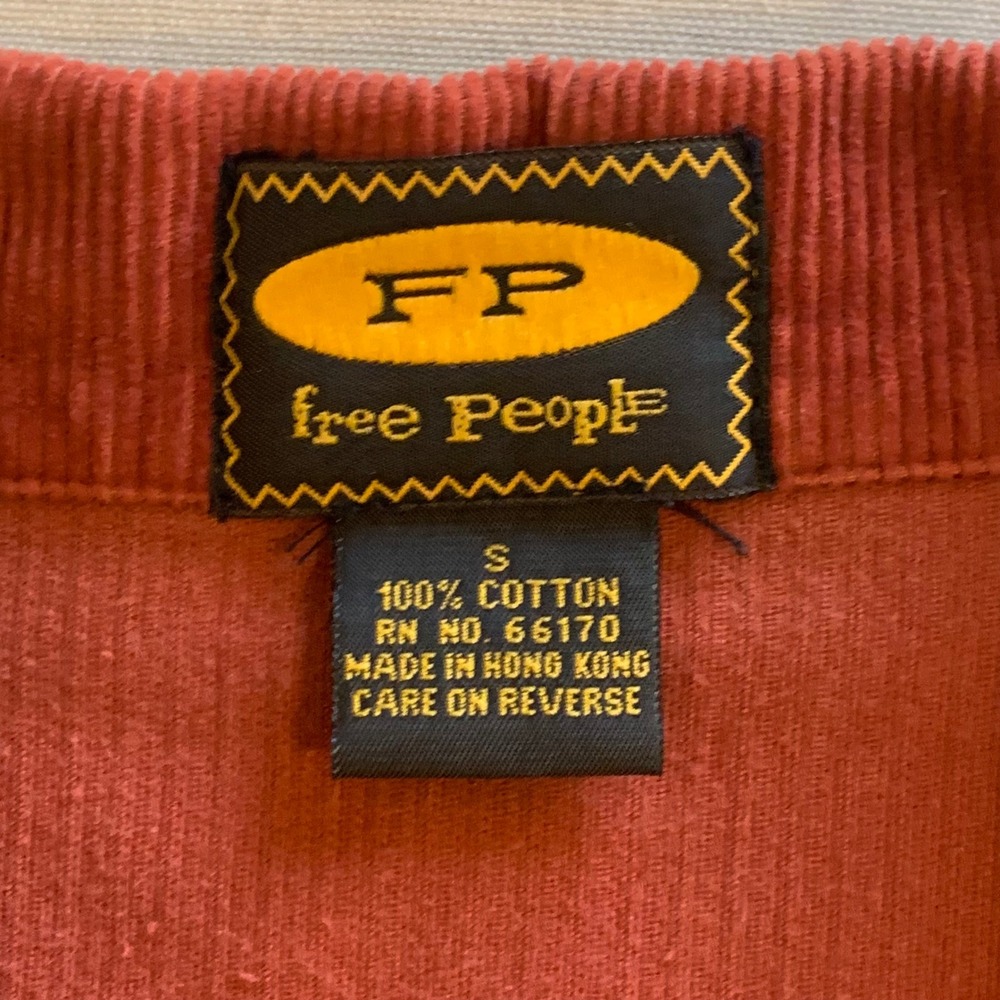 VTG Free People Corduroy Trucker Jacket Y2K Cropped Burnt Orange Womens S Boho - Picture 3 of 9